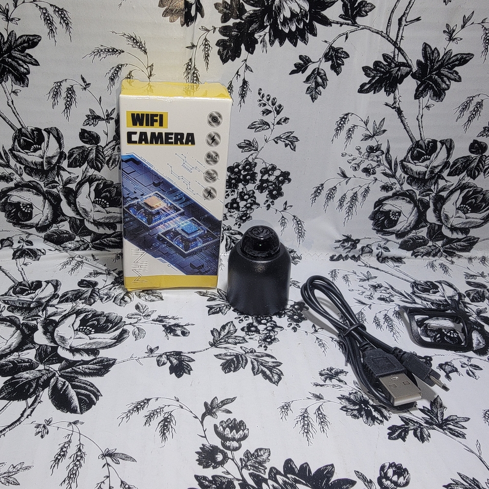 Black WiFi Camera with USB Cable